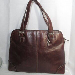 VINTAGE GENUINE LEATHER FOSSIL TOTE SECRETARY BAG 12 X 14 X 4"